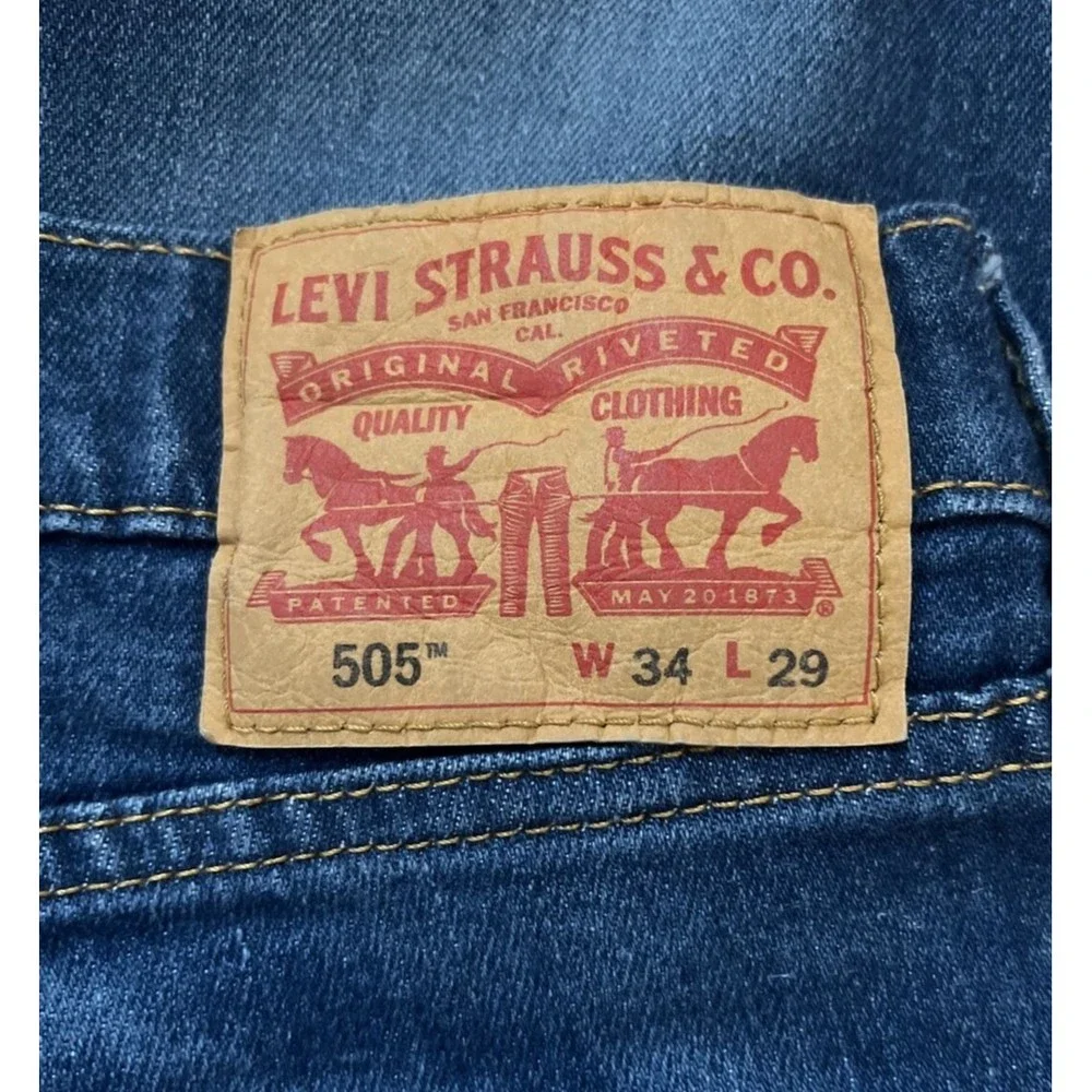 Levi's 505 Jeans Blue Medium‎ Wash Straight Leg Regular Fit Fading